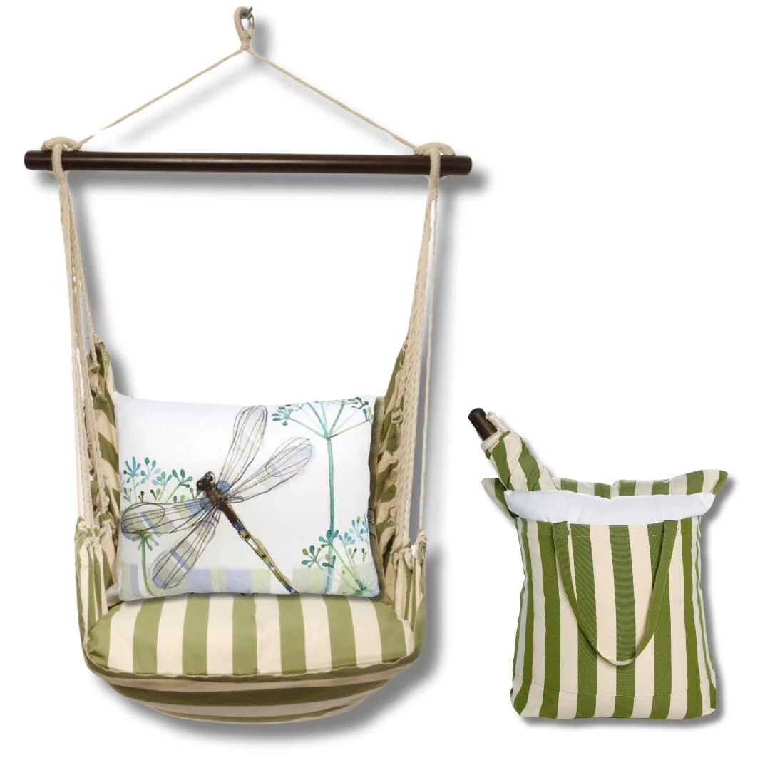 Magnolia Casual Swing Set 4 piece - Summer Palms Stripe w/ Dragonfly Wisp