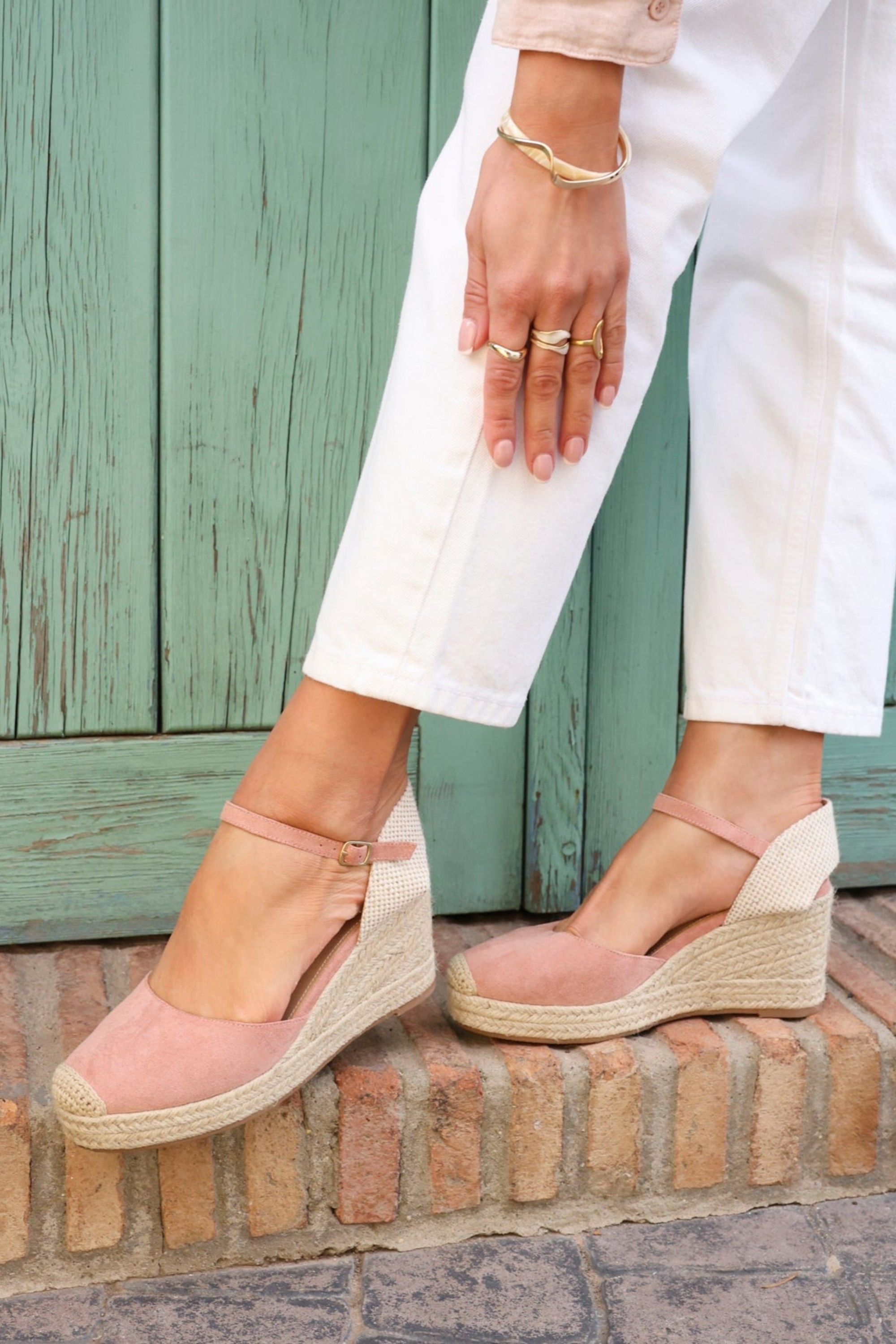 Linzi Present Dusky Pink Closed Toe Wedges