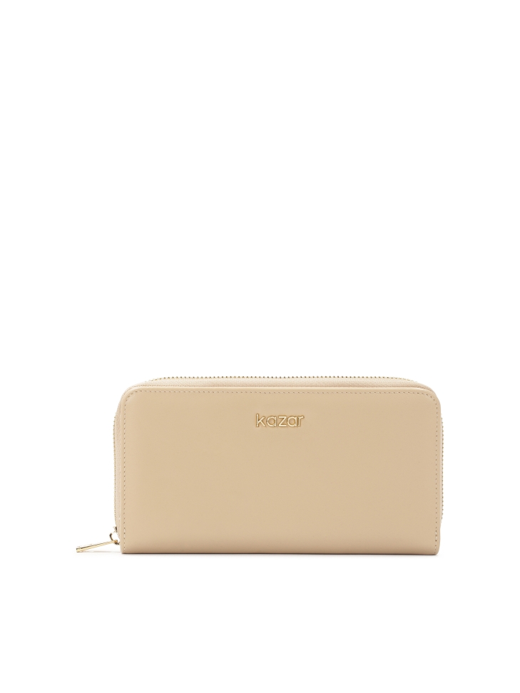 Beige minimalist leather wallet