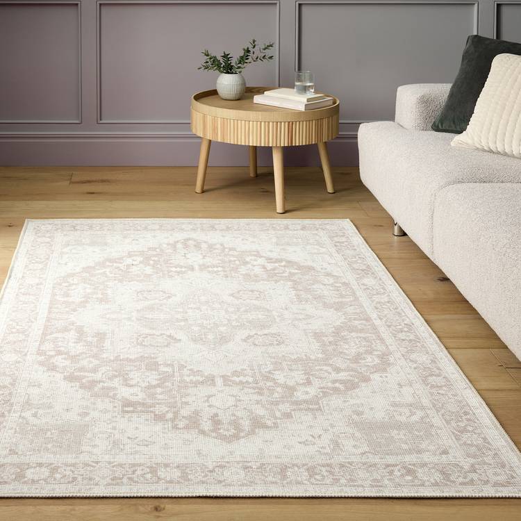 Habitat Vintage Effect Neutral Flatweave Runner - 80x150cm