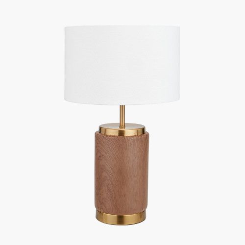 Ruma Wood Effect Ceramic Table Lamp with Shade
