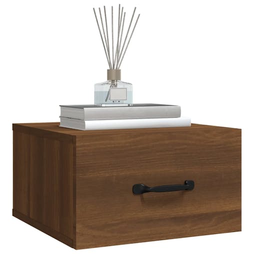 NNEVL Wall-mounted Bedside Cabinets 2 pcs Brown Oak 35x35x20 cm