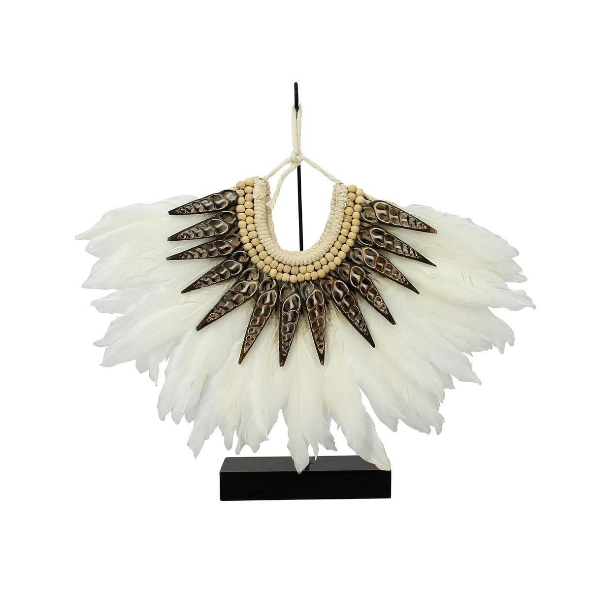 PAPUA - Collier en plumes blanches et coquillages