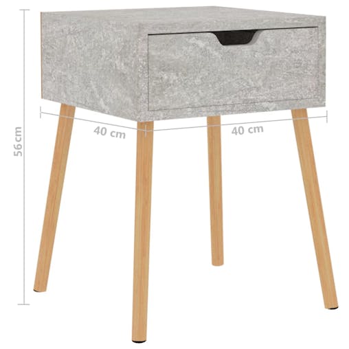 NNEVL Bedside Cabinets 2 pcs Concrete Grey 40x40x56 cm Chipboard