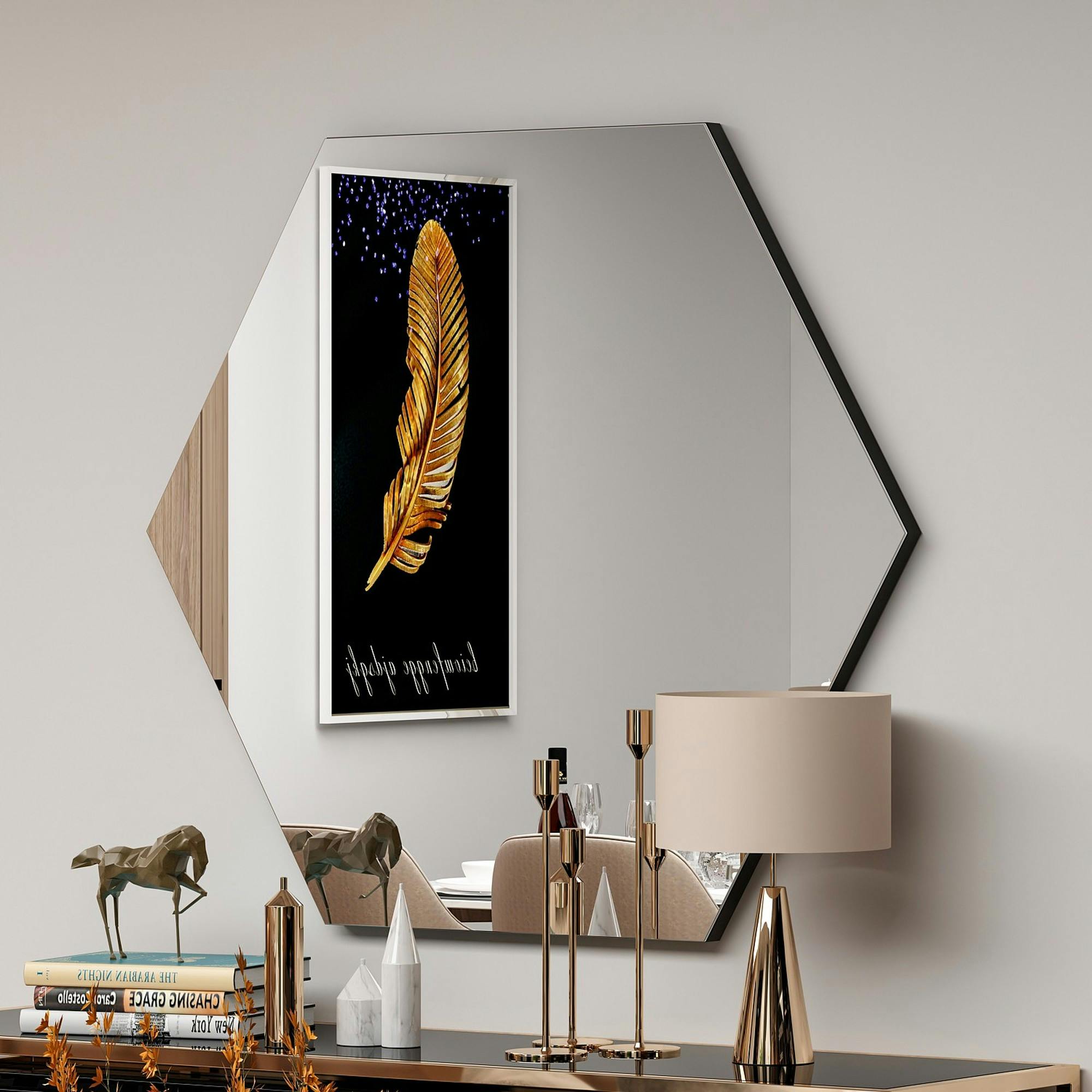 Miroir mural design graphique - forme hexagonale CODY