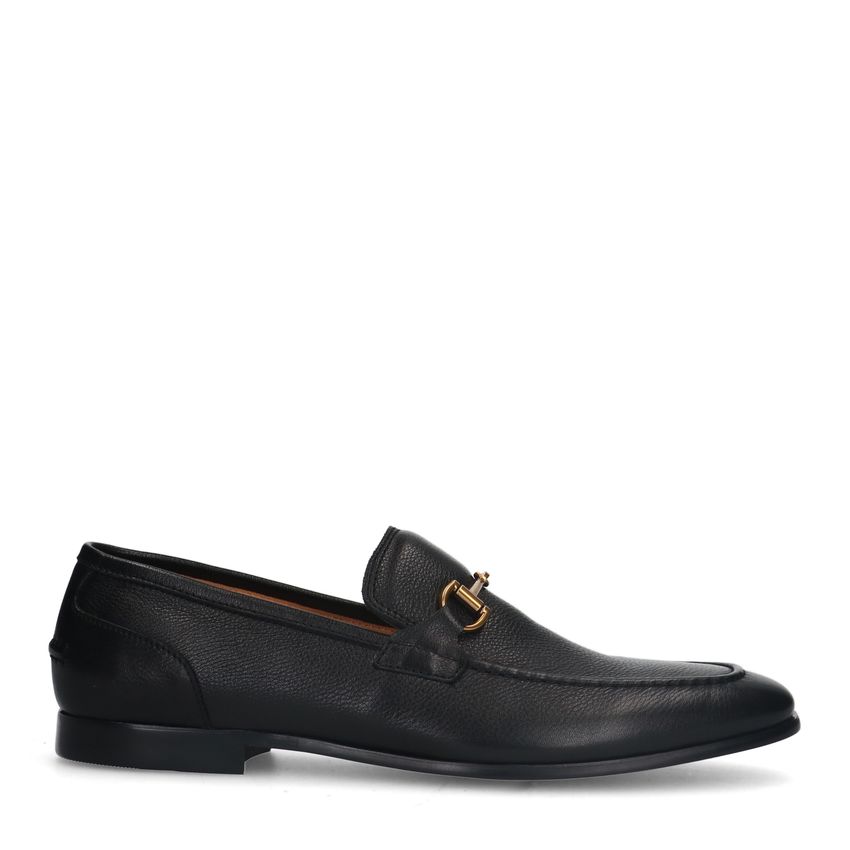 Manfield Zwarte leren loafers