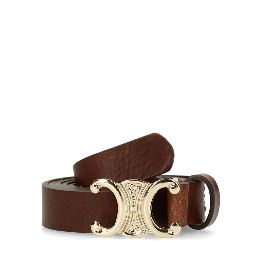 Manfield Bruine leren dames riem