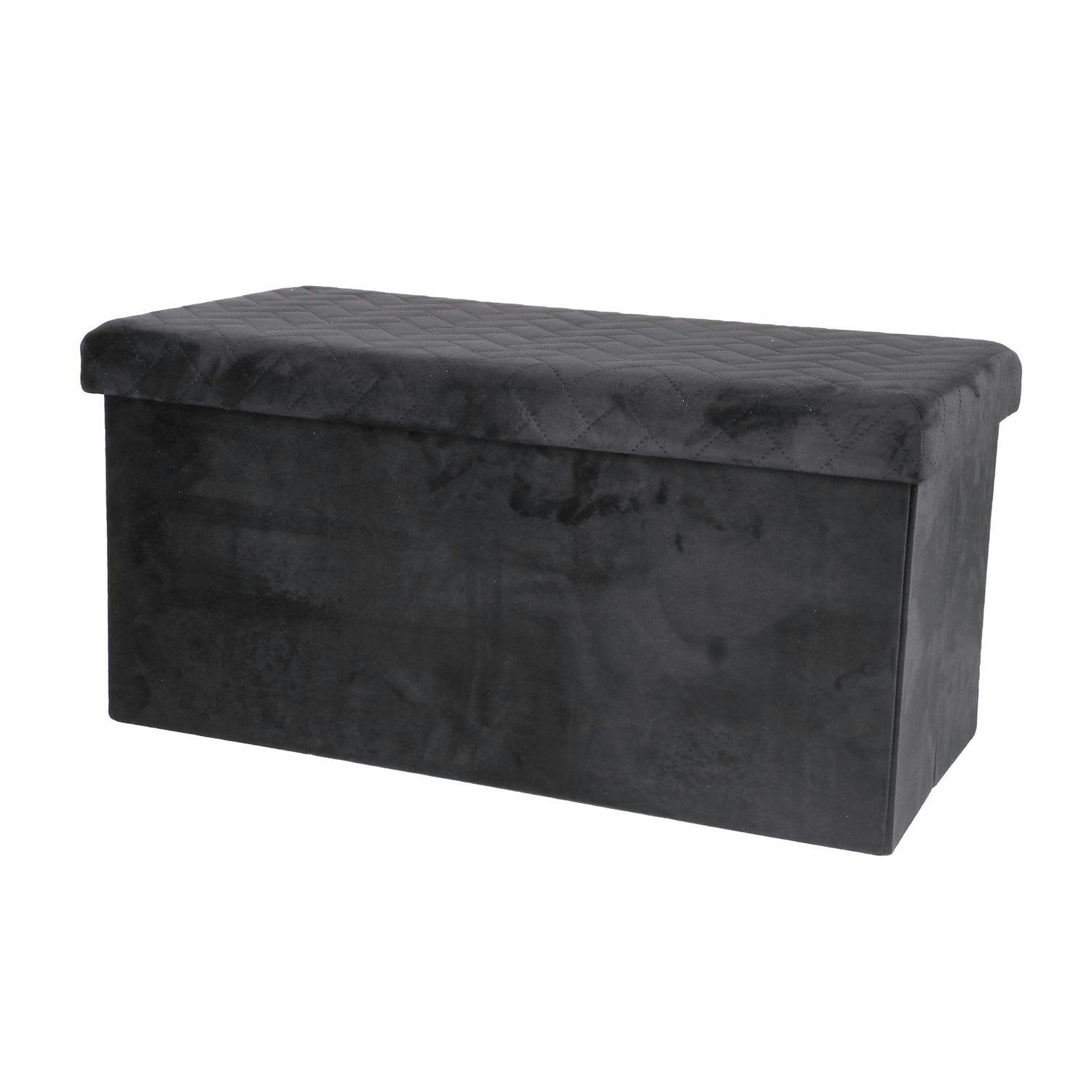KUBE - Banc de rangement pliable en velours noir