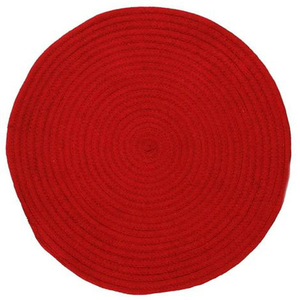 TAM - Tapis en coton réversible effet cordage rouge diam.120