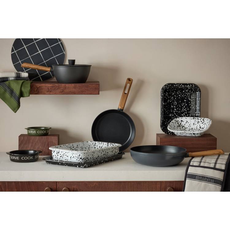 Habitat Set of 2 Tapas Dishes - Black and Khaki