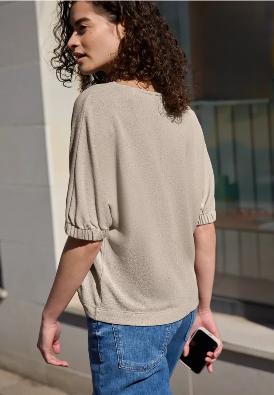 T-Shirt mit Rundhals und Raffung