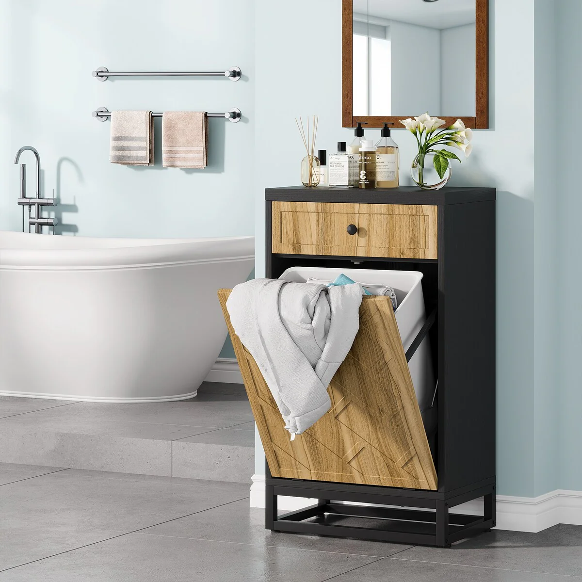 10 Gallon Tilt Out Trash Can Cabinet for Kitchen, Laundry Storage Cabinet