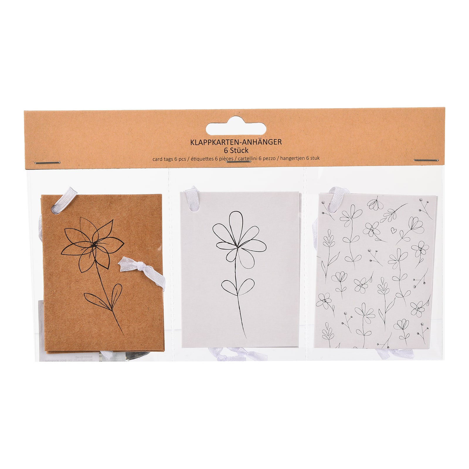 Mini-Klappkarten-Set Wiese Beige, 6 -tlg.
