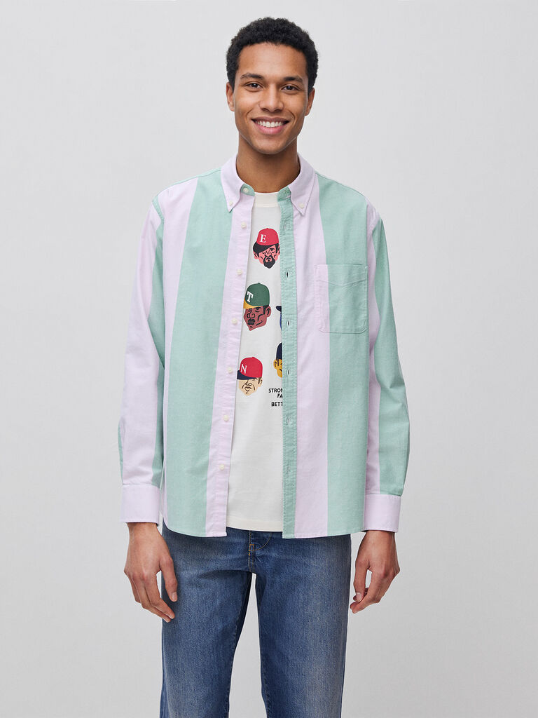 Green and yellow striped shirt