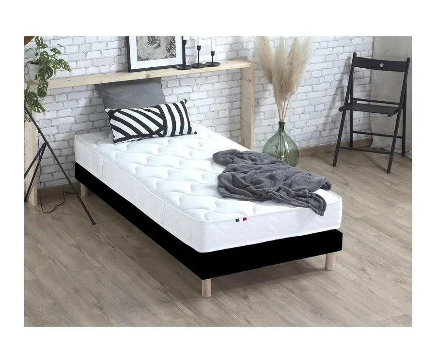ENSEMBLE ALTO - Ensemble matelas mousse ferme sommier noir 90x190