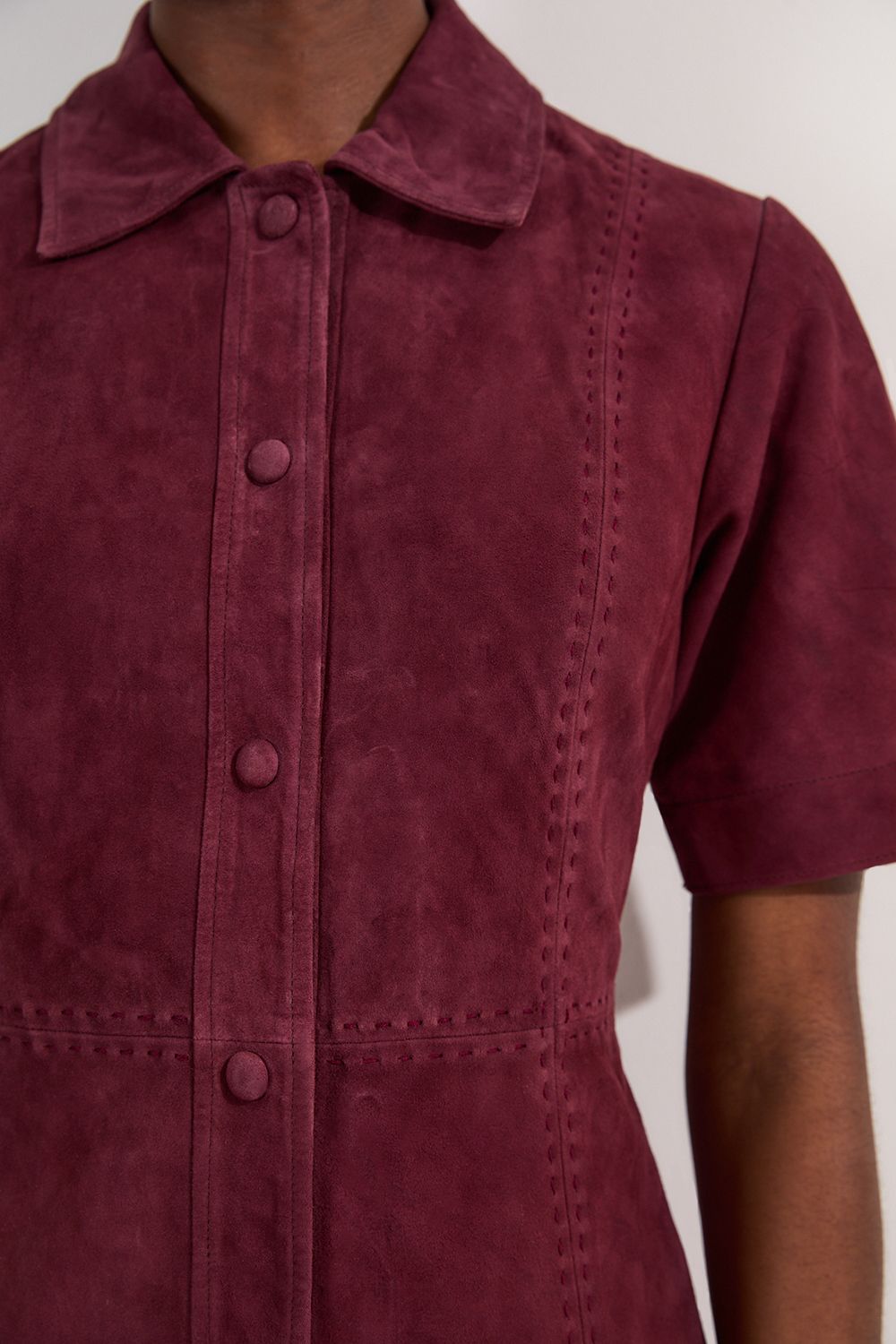 KarenMillen Suede Stab Stitch Button Mini Dress