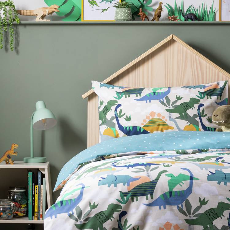 Habitat Little Dino White Kids Bedding Set - Toddler