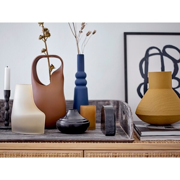 Textured Metal Vase, Mustard Color