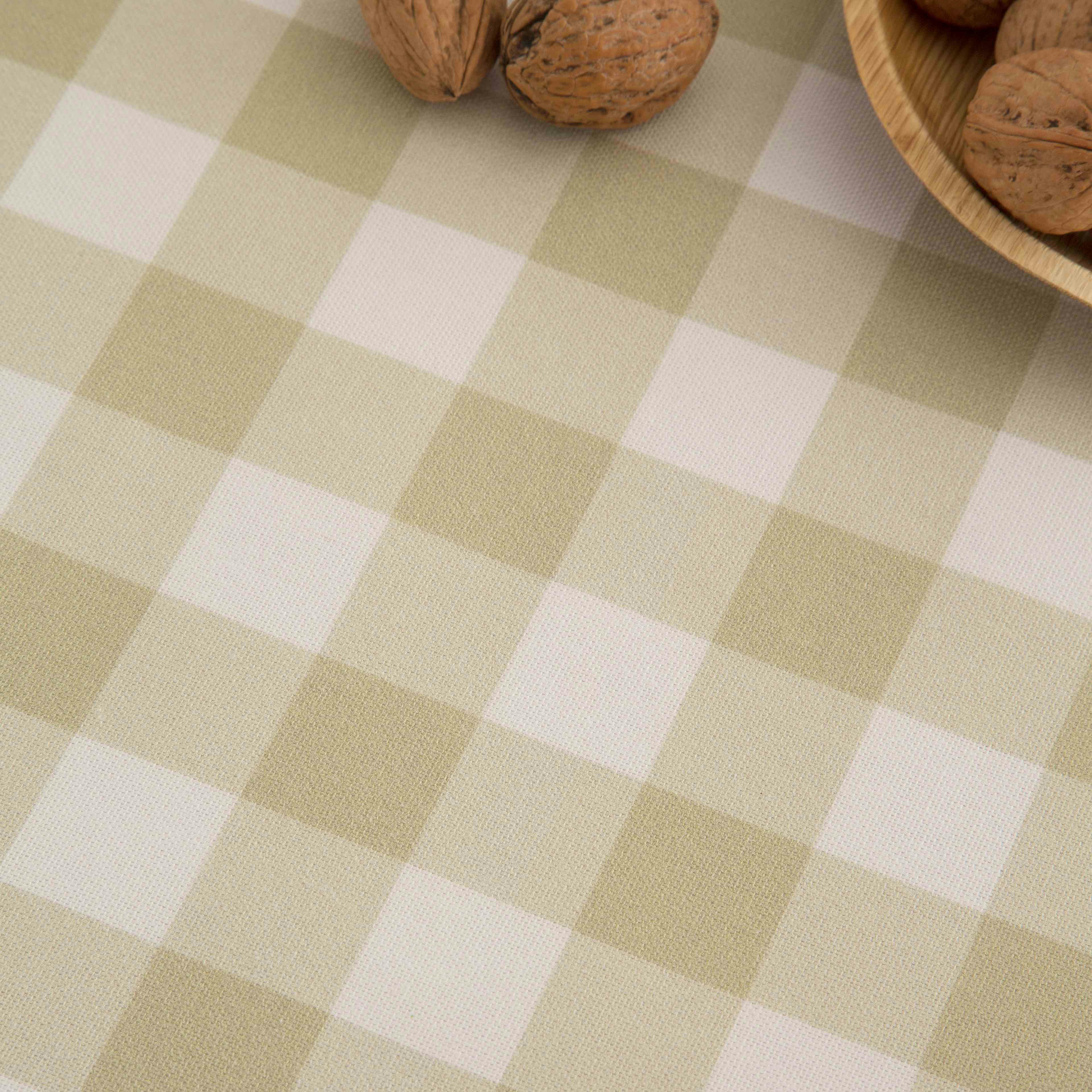 CHESS MARFIL - Nappe imprimée beige avec traitement anti-taches en coton 140x140 cm