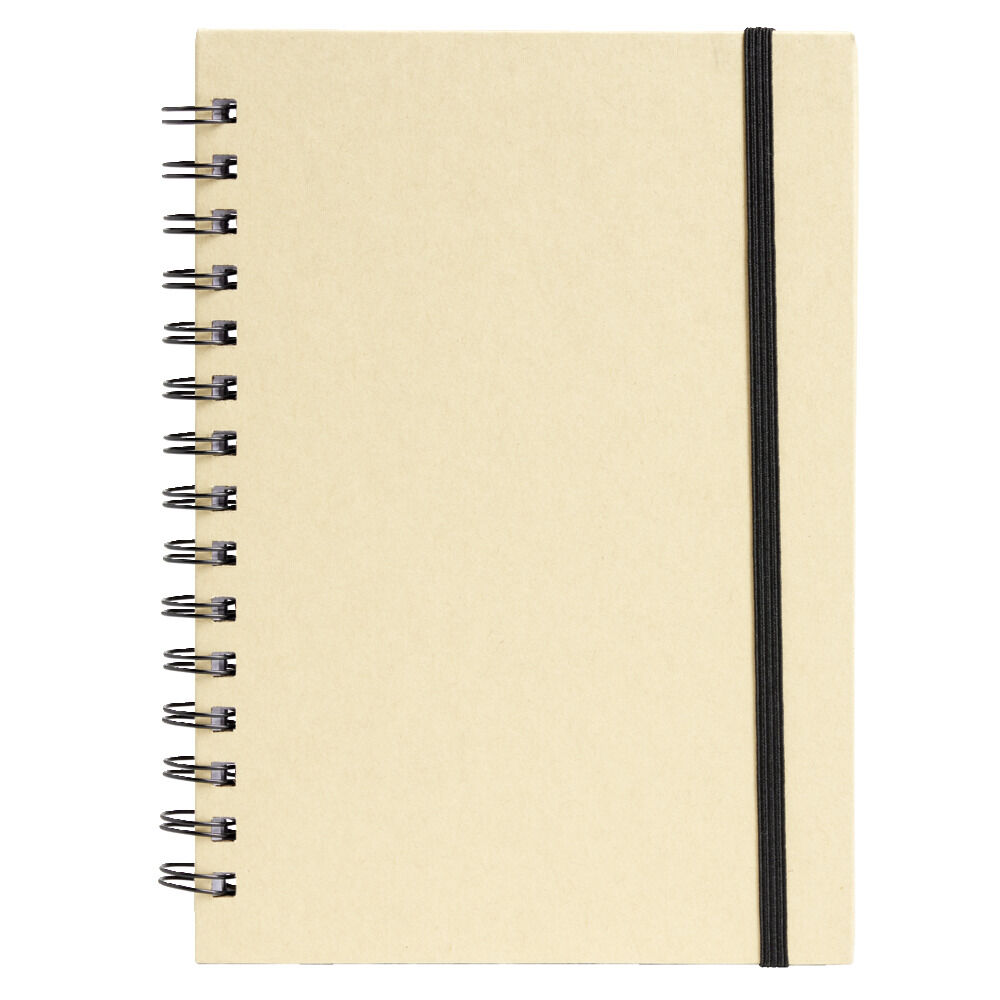 Carnet spirale A5 avec élastique 15x21cm couverture kraft 60 pages