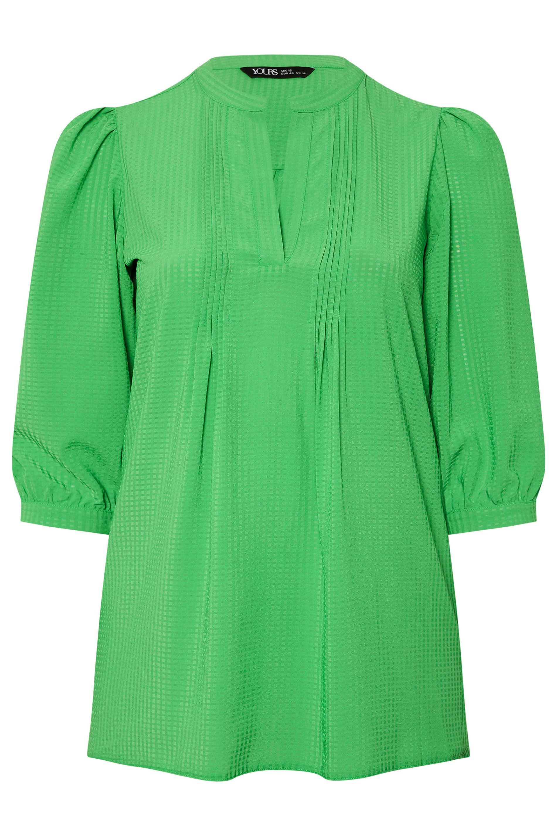 Yours Woven Check Pintuck Blouse