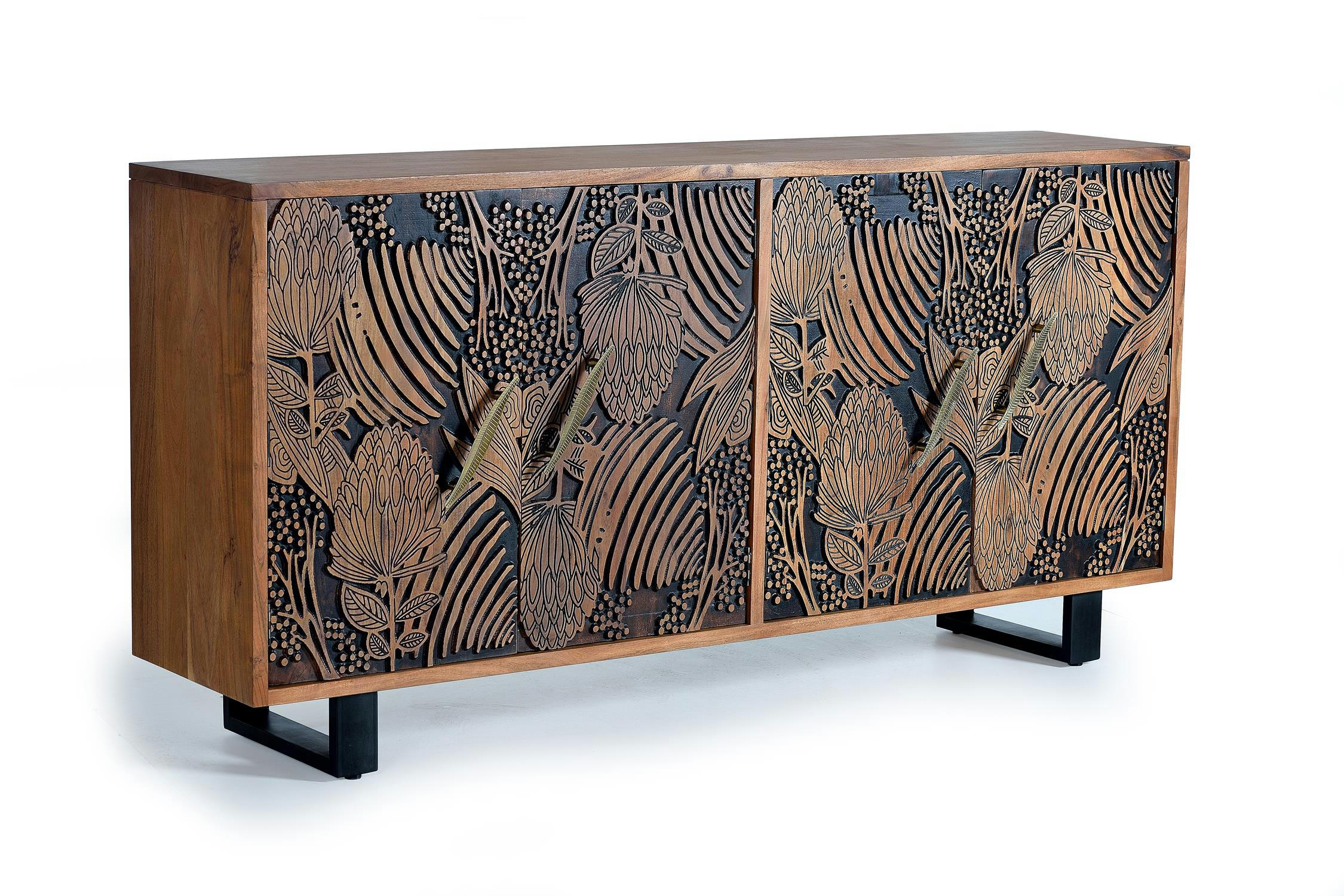 - Buffet en bois d'acacia sculptée