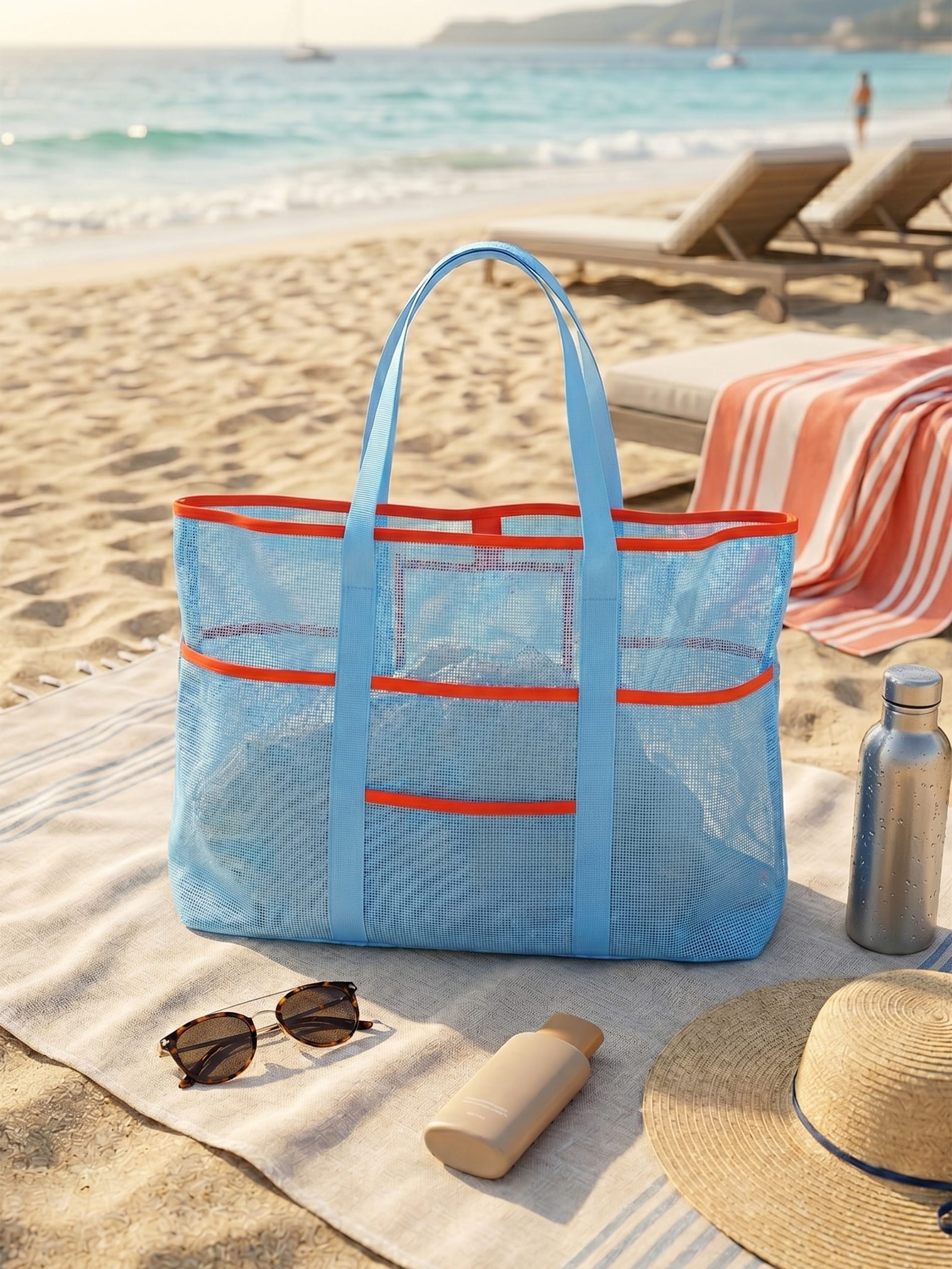 Siatkowa torba plażowa z uchwytami