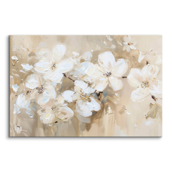 Obraz Malowane Białe Kwiaty W Stylu Vintage 30x20cm