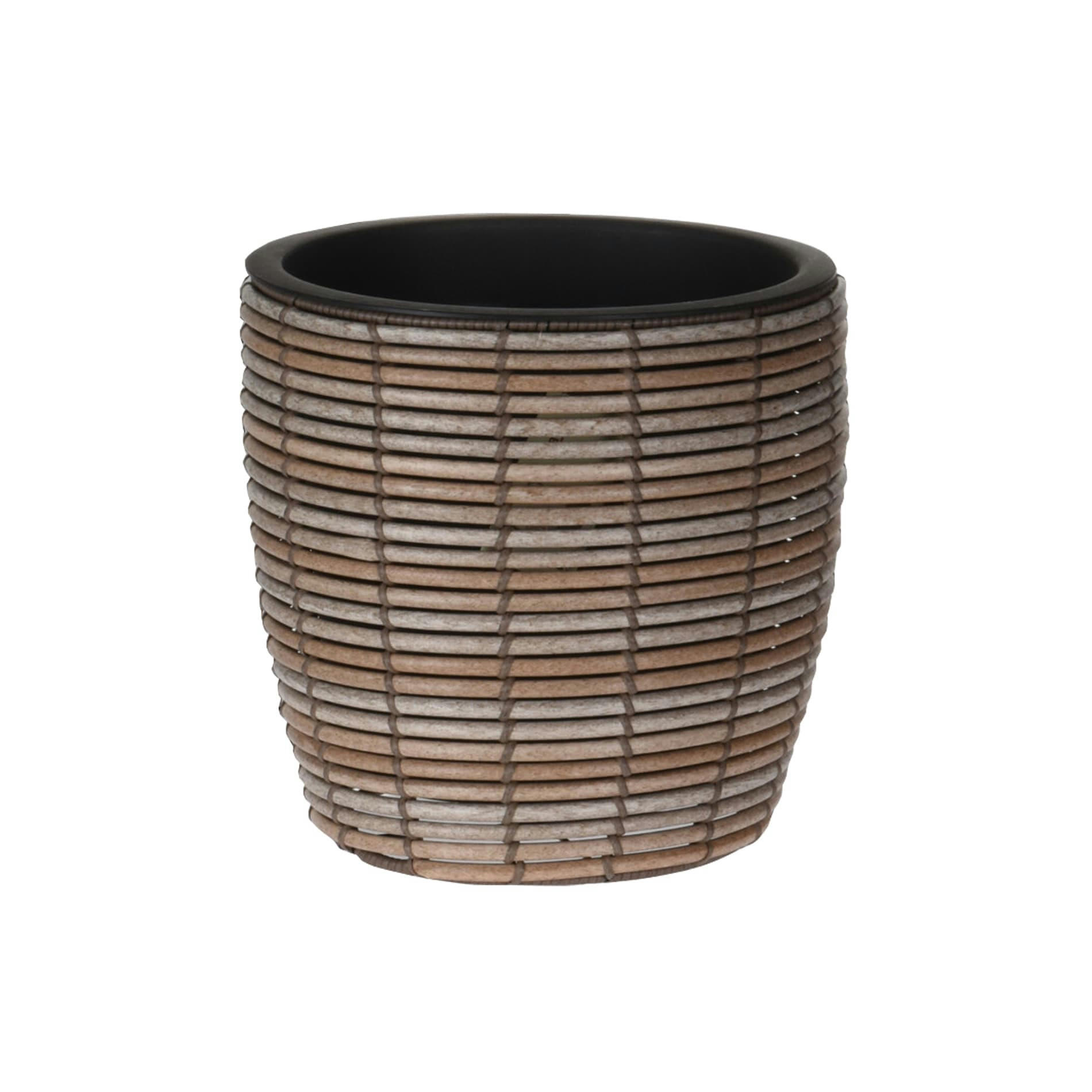 - Cache-pot  en polyéthylène marron pour extérieur et intérieur H 36 cm
