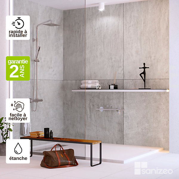 Panneau d'habillage pour bâti,support WC suspendu, 1200x1200x4 mm, finition Gris Béton, Urban Concrete KOBERT,IN