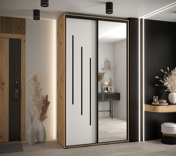 Szafa przesuwna 45 wysoka Davos 9 130 artisan biały czarny