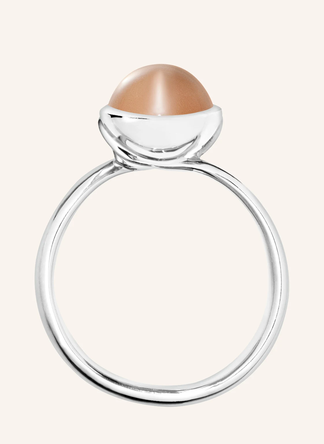 TAMARA COMOLLI Ring RING BOUTON SMALL MOONSTONE BROWN aus 18K Weißgold mit Brauner Mondstein