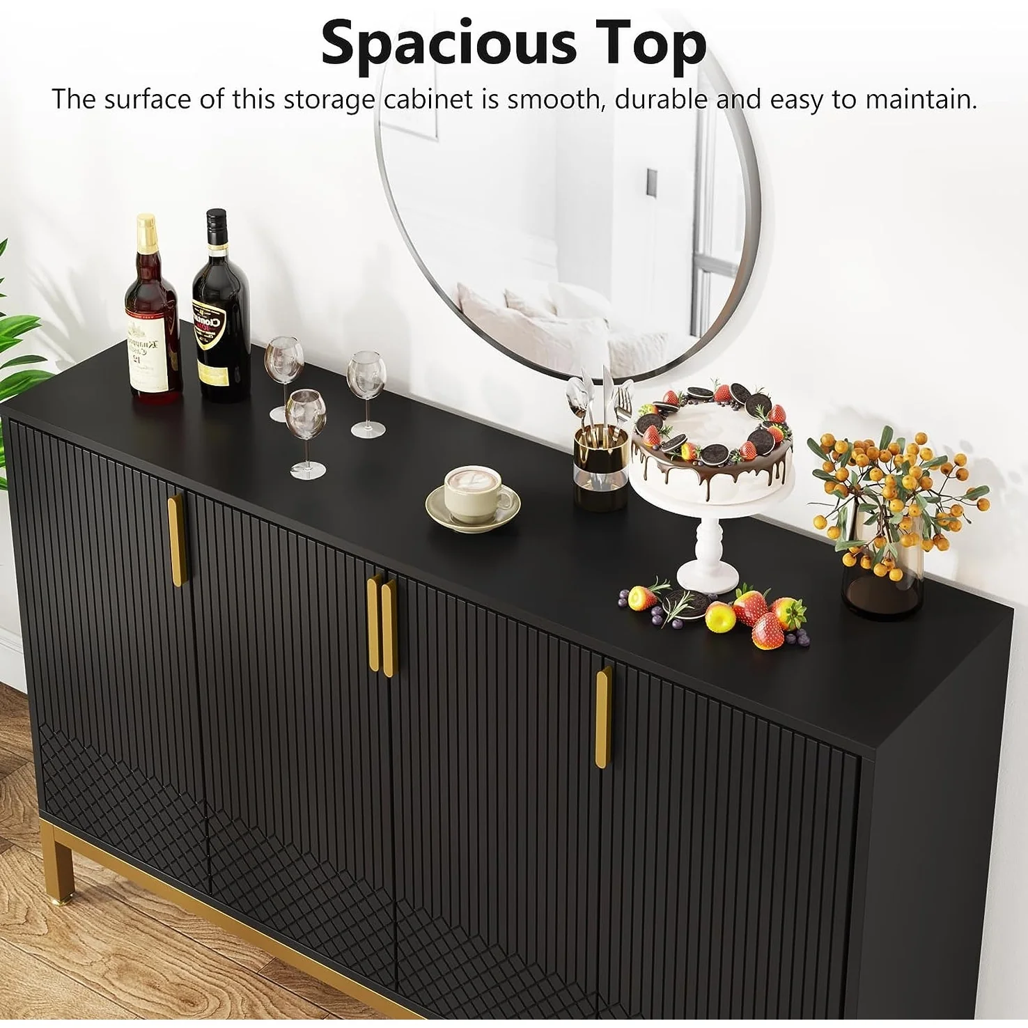 55 Inch Kitchen Sideboard Cabinet, Buffet Cabinet with Storage