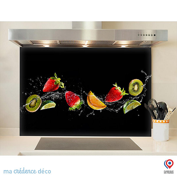 Crédence cuisine fond de hotte Bain de fruits 4 - Verre trempé - L 70 cm x H 60 cm - MaCrédenceDéco
