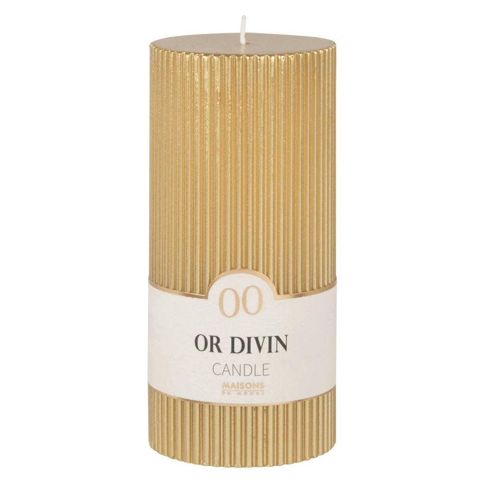 COLORAMA - Bougie striée dorée H15