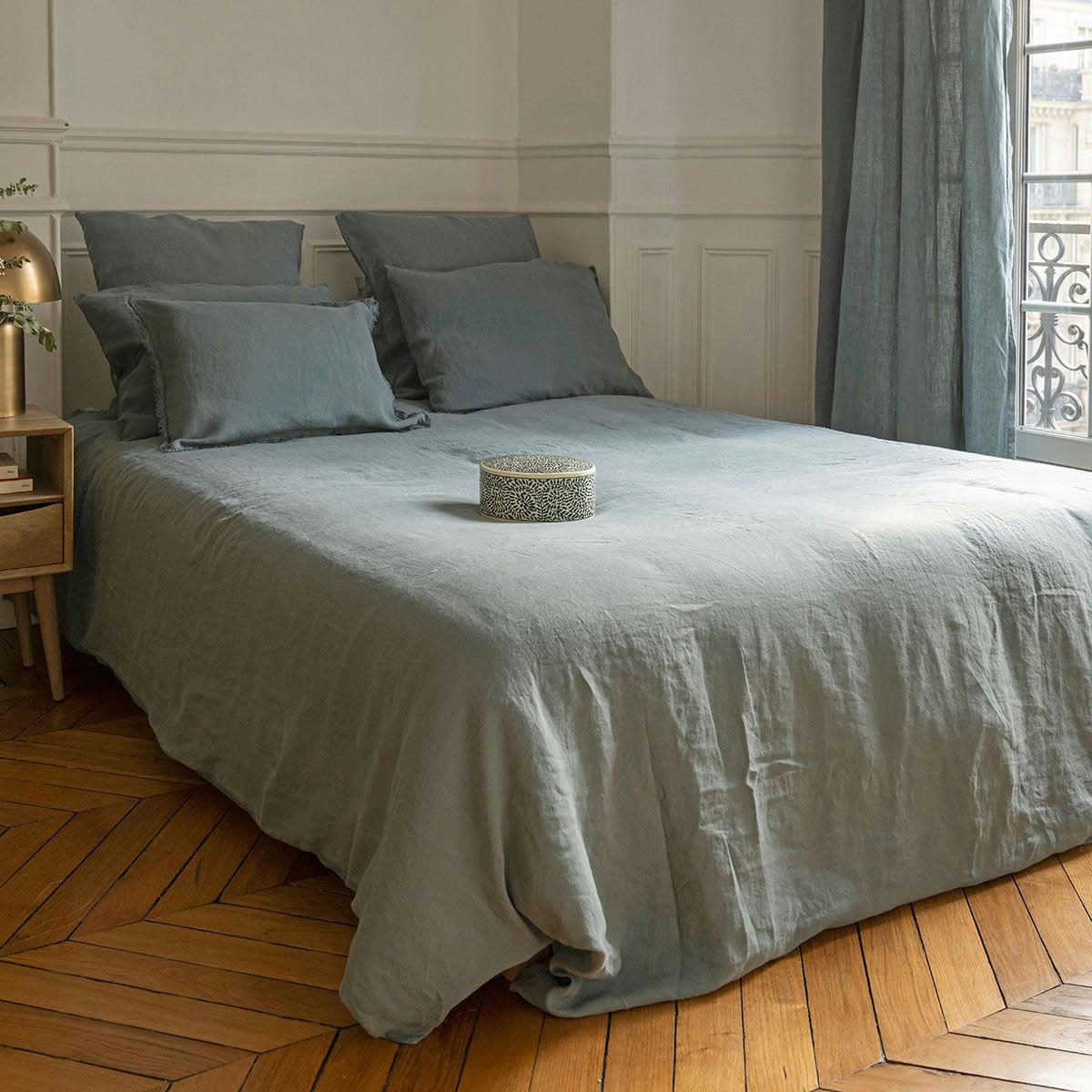 - Housse de couette chanvre et coton 220 x 240 cm - Bleu