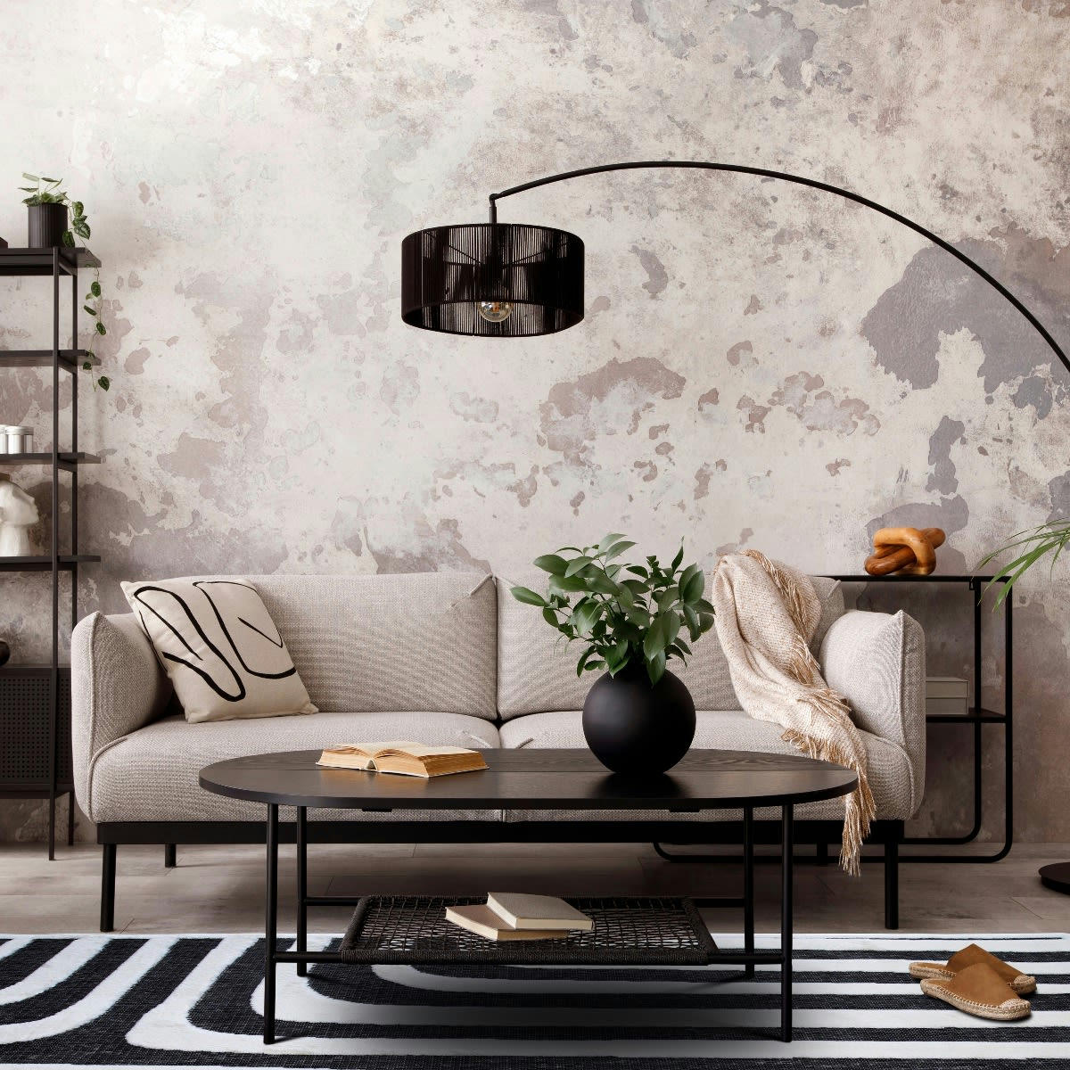 NEW - Tapis intérieur/extérieur motif en relief anthracite 120x170