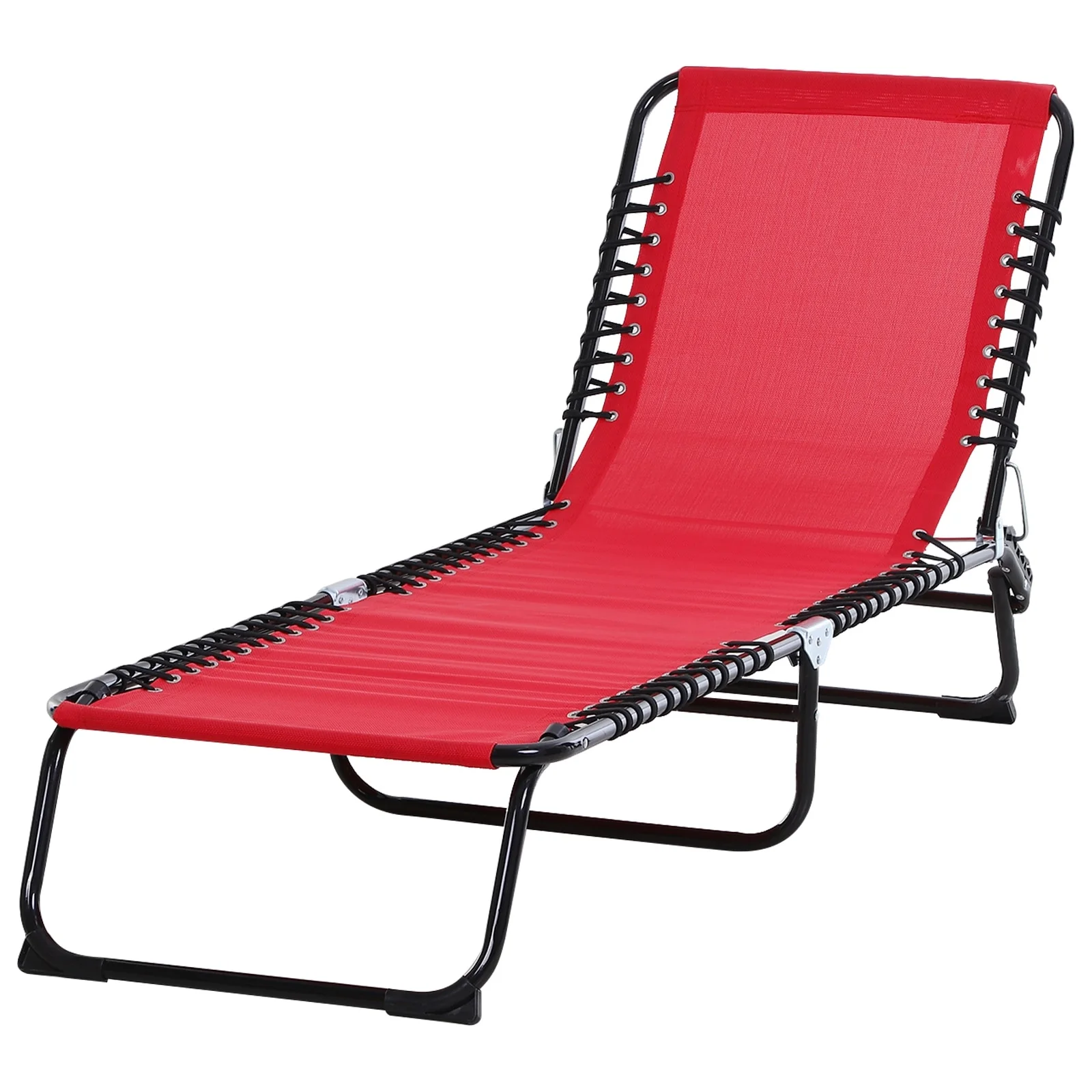 Outsunny Outdoor Folding Chaise Lounge Chair Portable Lightweight Reclining Garden with 4-Position Adjustable Backrest