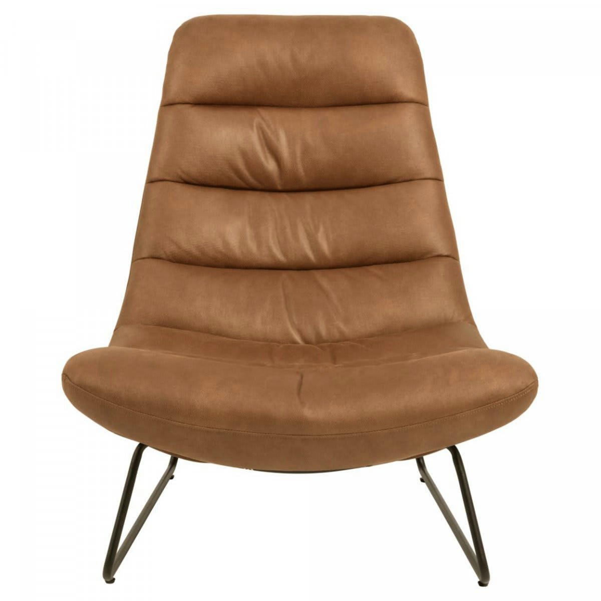 MILOF - Fauteuil design en cuir camel