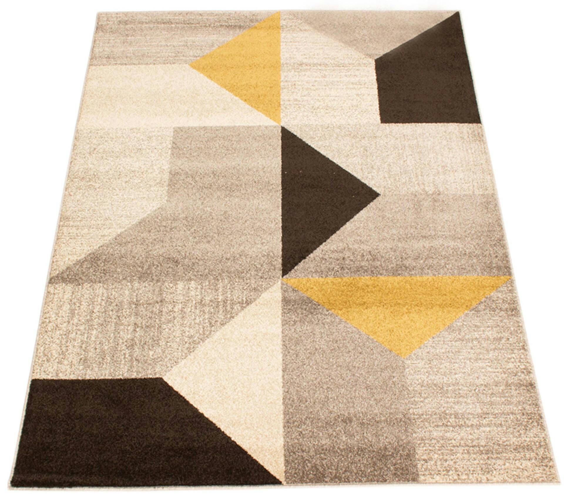 ECARPET Harlow Indoor Geometric Area Rug, Grey/Gold, Assorted Sizes