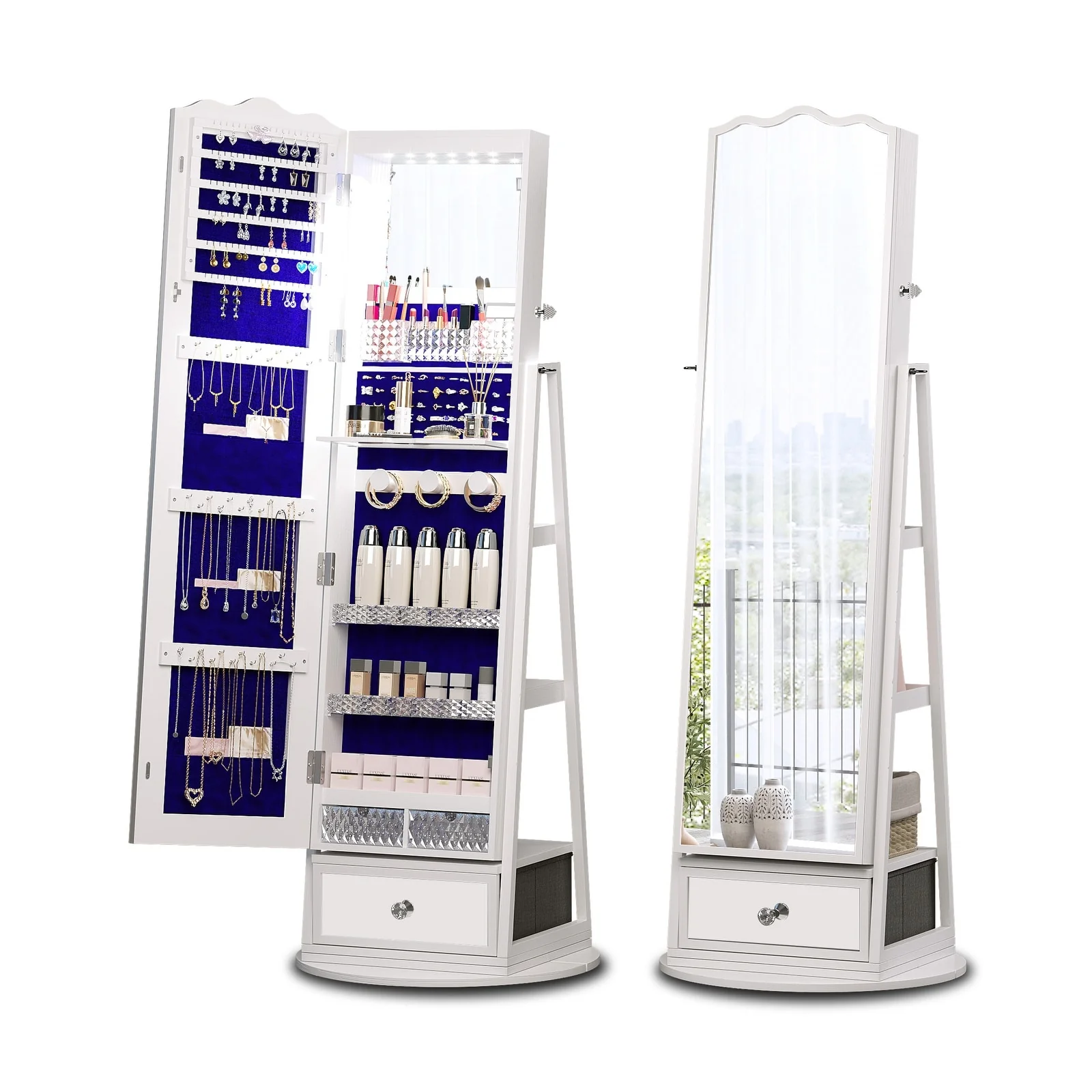 Full-length Mirror Jewelry Armoire - N/A