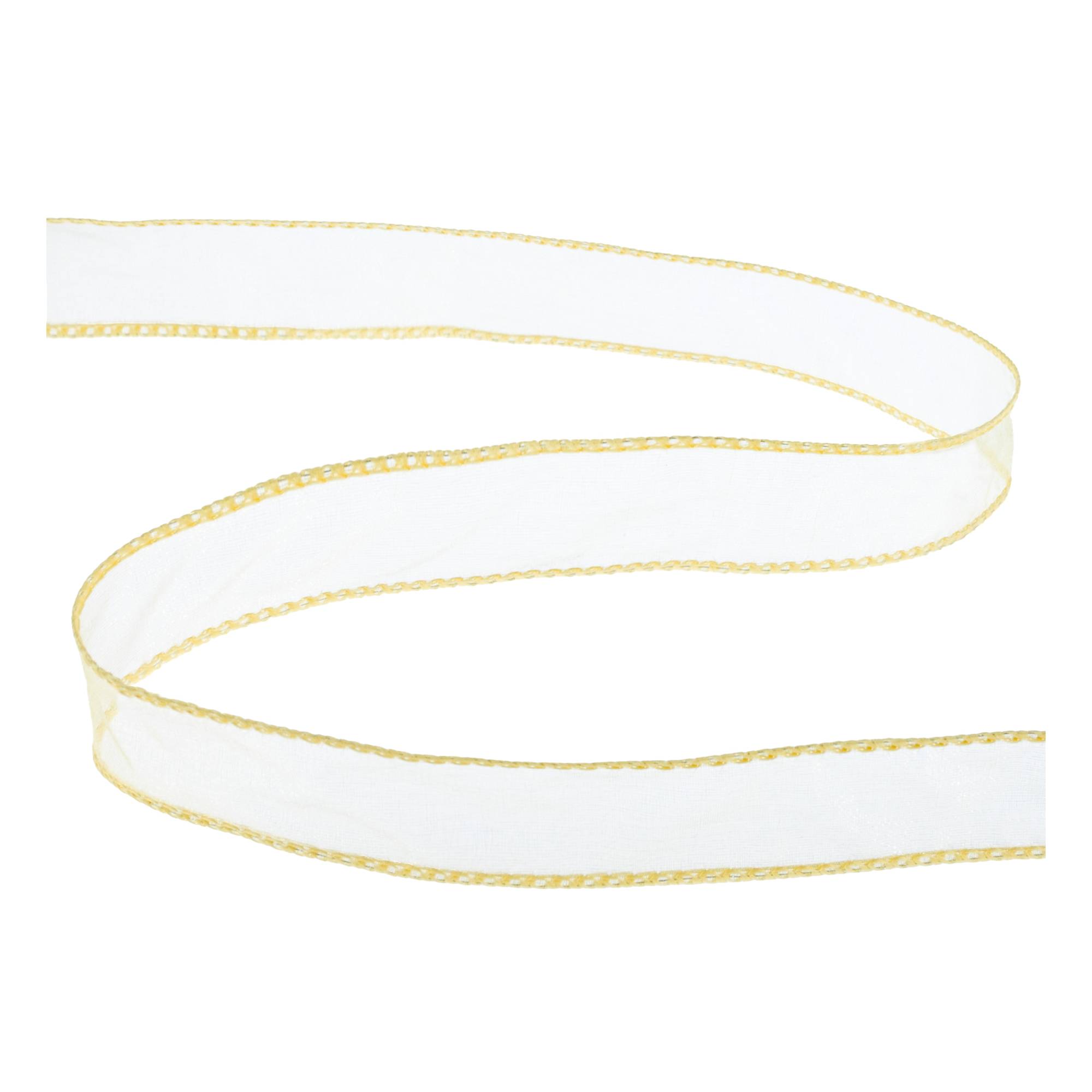 Light Gold Wire Edge Organza Ribbon 25mm x 3m