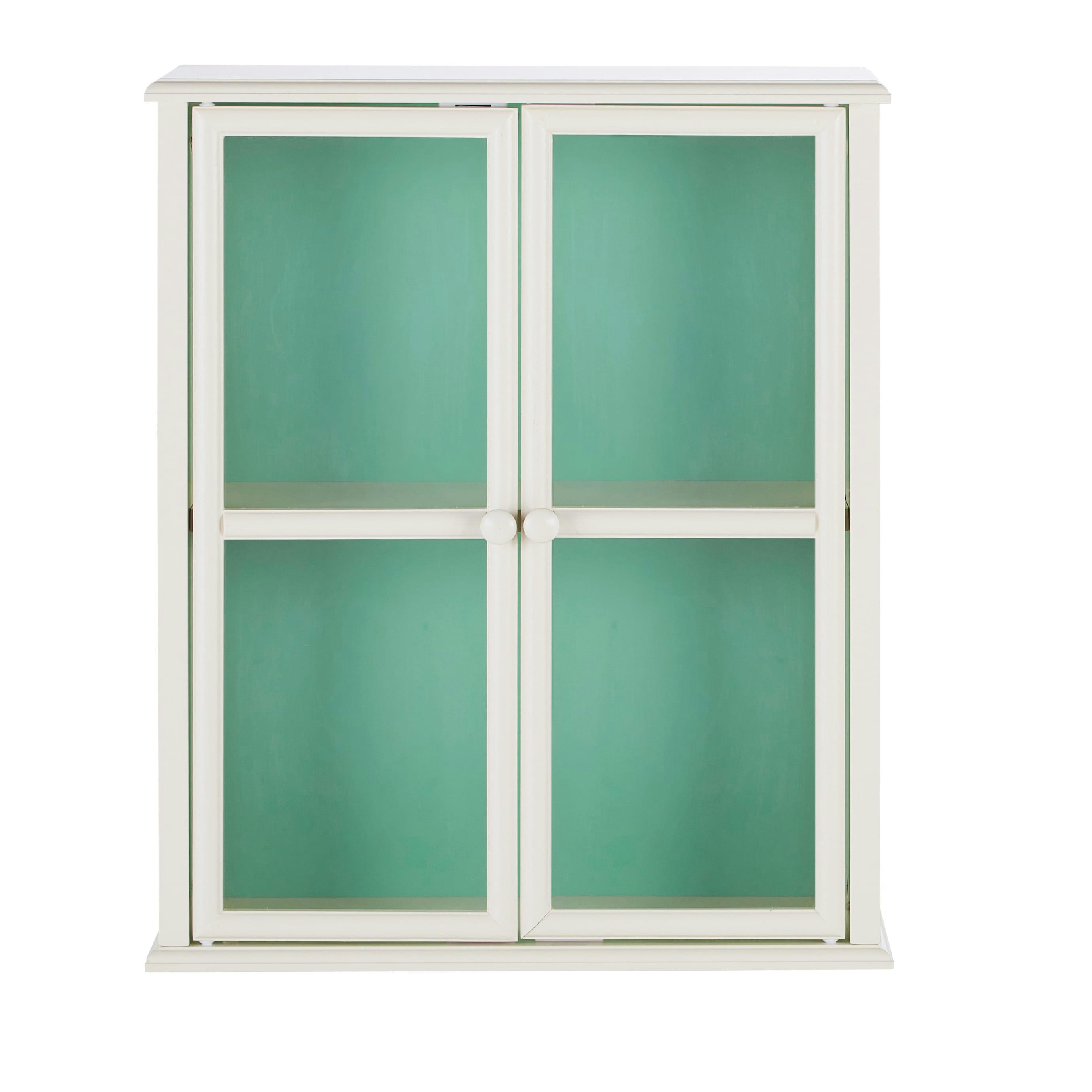 CAMILA - Etagère murale blanche 2 portes en verre
