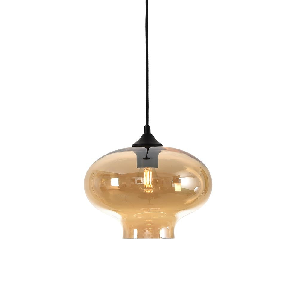 Artdelight Hanglamp Toronto Ø 27 cm amber glas zwart