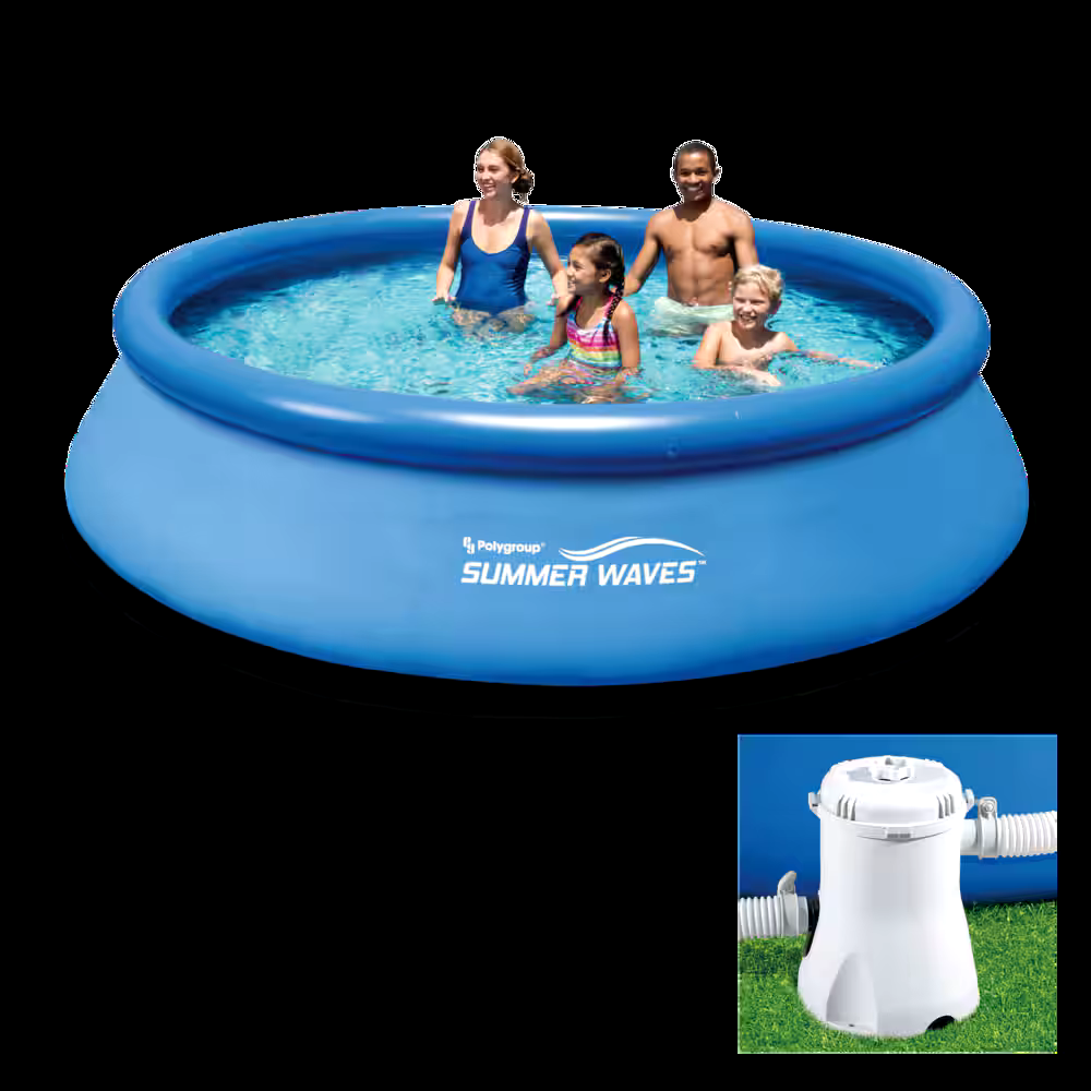 Summer Waves® Round Quick Set Inflatable Pool with Filter Pump, 12-ft x 30-in