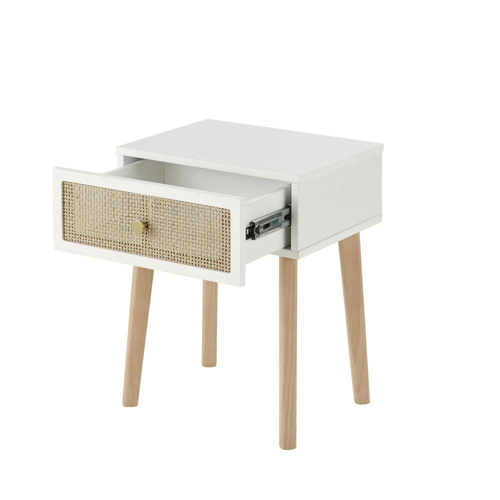 Ysee - Table de chevet 1 tiroir en pin et rotin tressé