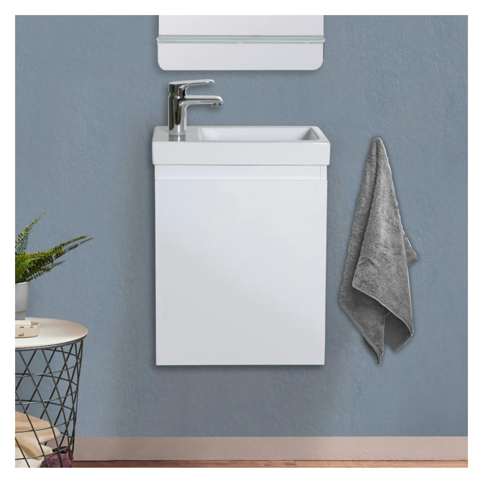 LISA - Meuble lave-mains  blanc + robinet chromé