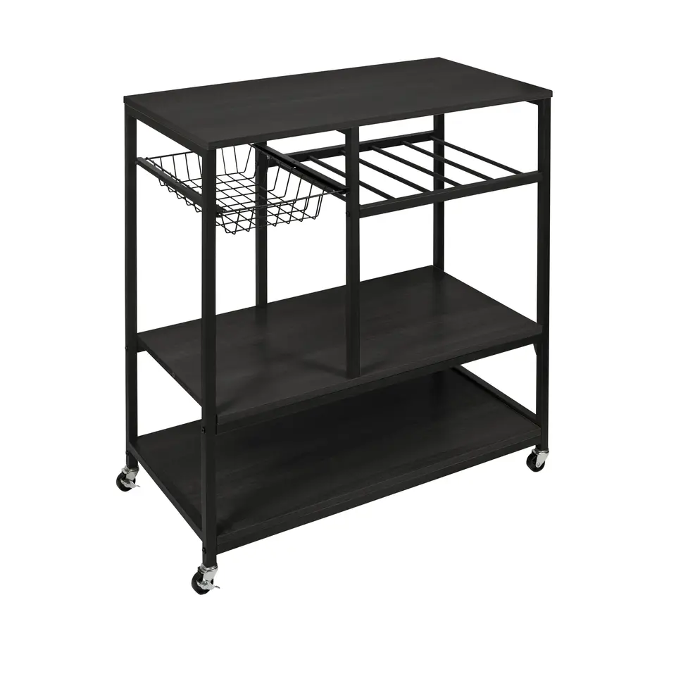 ERRO Keukentrolley op wieltjes - keukenrek - 80x40x85cm - zwart