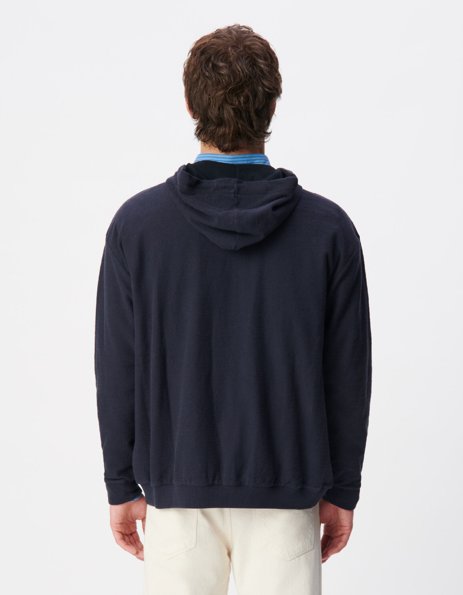 Cardigan capuche marine boutons pressions Homme