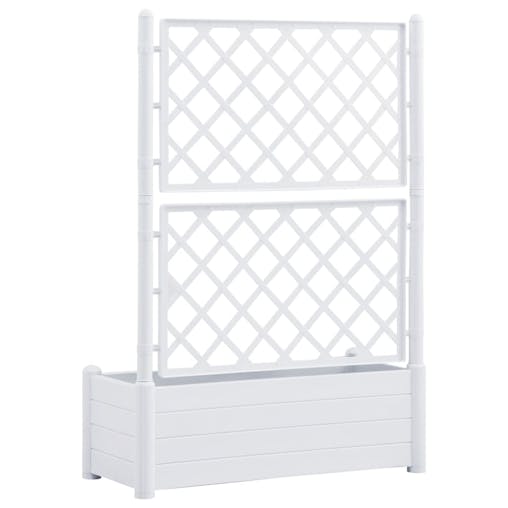 NNEVL Garden Planter with Trellis 100x43x142 cm PP White